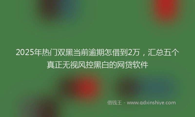 2025年热门双黑当前逾期怎借到2万，汇总五个真正无视风控黑白的网贷软件
