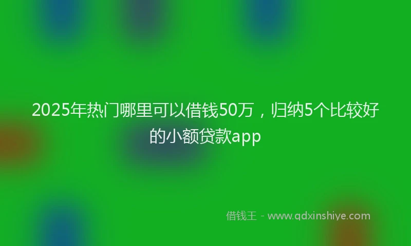 2025年热门哪里可以借钱50万，归纳5个比较好的小额贷款app