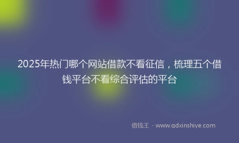 2025年热门哪个网站借款不看征信，梳理五个借钱平台不看综合评估的平台