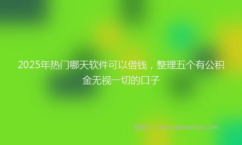 2025年热门哪天软件可以借钱，整理五个有公积金无视一切的口子