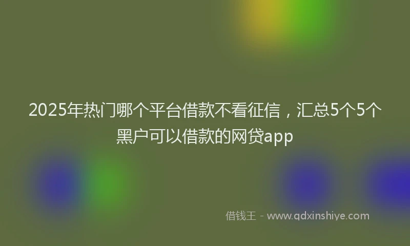 2025年热门哪个平台借款不看征信，汇总5个5个黑户可以借款的网贷app