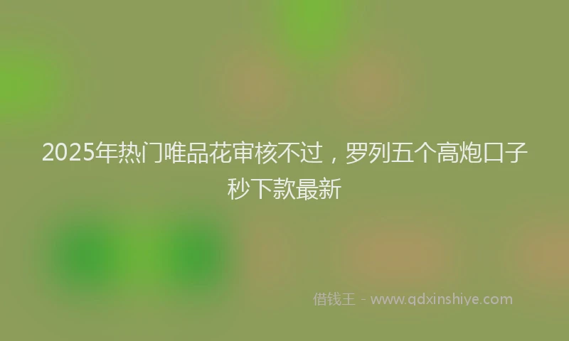2025年热门唯品花审核不过，罗列五个高炮口子秒下款最新