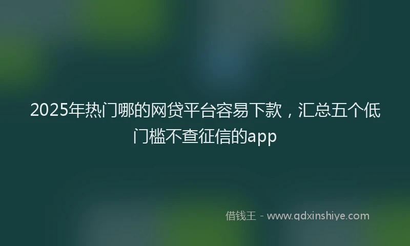 2025年热门哪的网贷平台容易下款，汇总五个低门槛不查征信的app