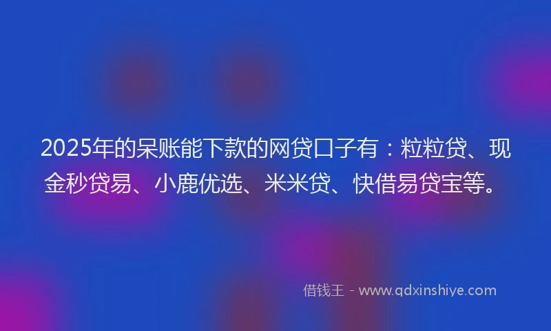 2025年的呆账能下款的网贷口子有：粒粒贷、现金秒贷易、小鹿优选、米米贷、快借易贷宝等。