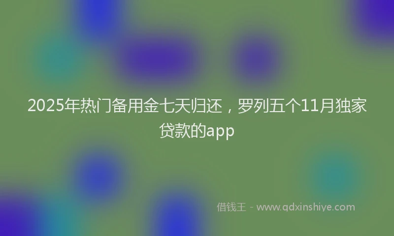 2025年热门备用金七天归还，罗列五个11月独家贷款的app