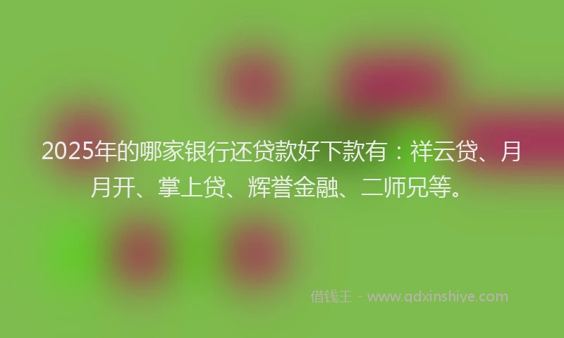 2025年的哪家银行还贷款好下款有：祥云贷、月月开、掌上贷、辉誉金融、二师兄等。