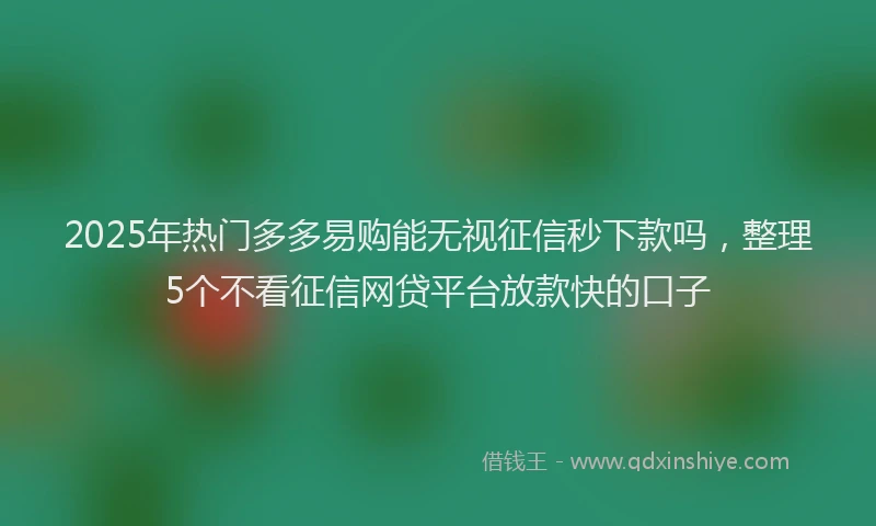 2025年热门多多易购能无视征信秒下款吗，整理5个不看征信网贷平台放款快的口子