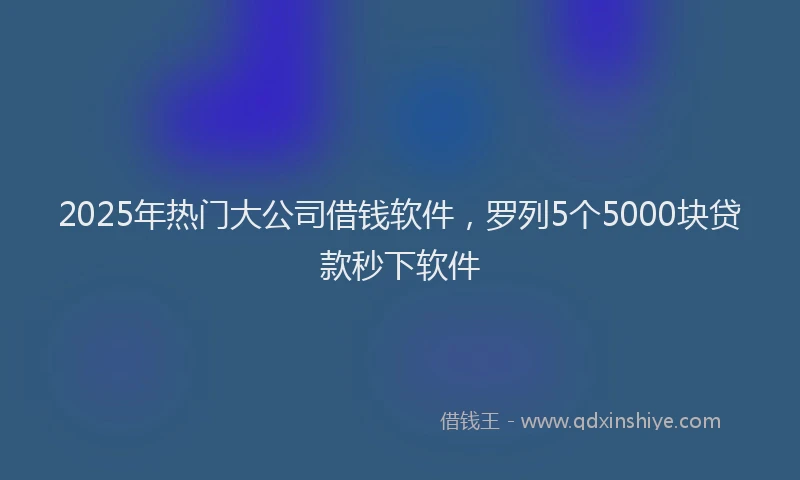 2025年热门大公司借钱软件，罗列5个5000块贷款秒下软件