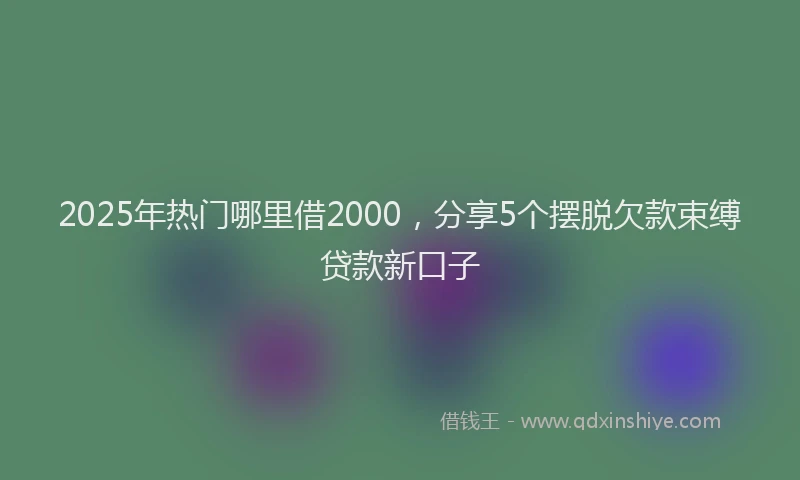 2025年热门哪里借2000，分享5个摆脱欠款束缚贷款新口子