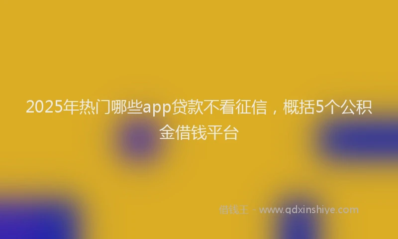 2025年热门哪些app贷款不看征信，概括5个公积金借钱平台