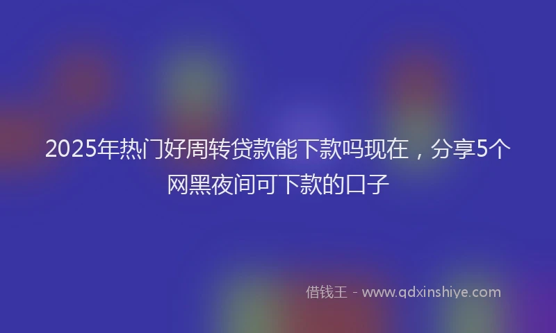 2025年热门好周转贷款能下款吗现在，分享5个网黑夜间可下款的口子