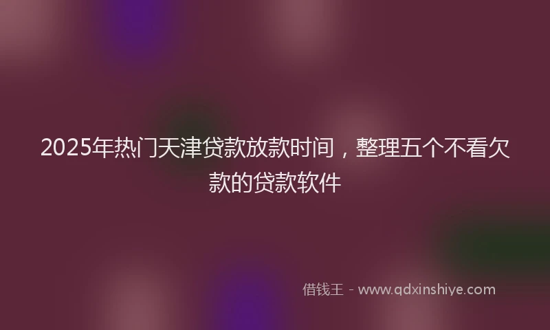2025年热门天津贷款放款时间，整理五个不看欠款的贷款软件