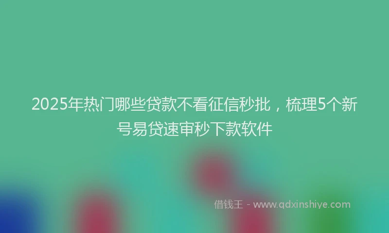 2025年热门哪些贷款不看征信秒批，梳理5个新号易贷速审秒下款软件