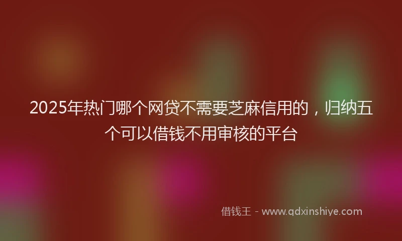 2025年热门哪个网贷不需要芝麻信用的，归纳五个可以借钱不用审核的平台
