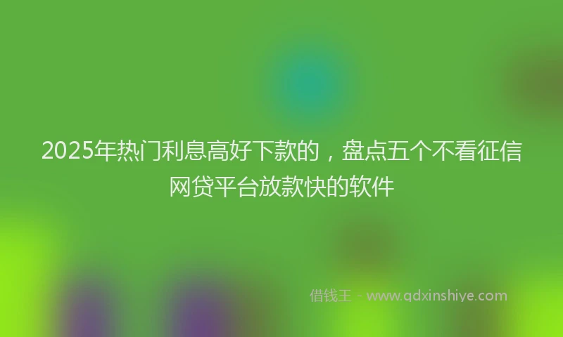 2025年热门利息高好下款的，盘点五个不看征信网贷平台放款快的软件