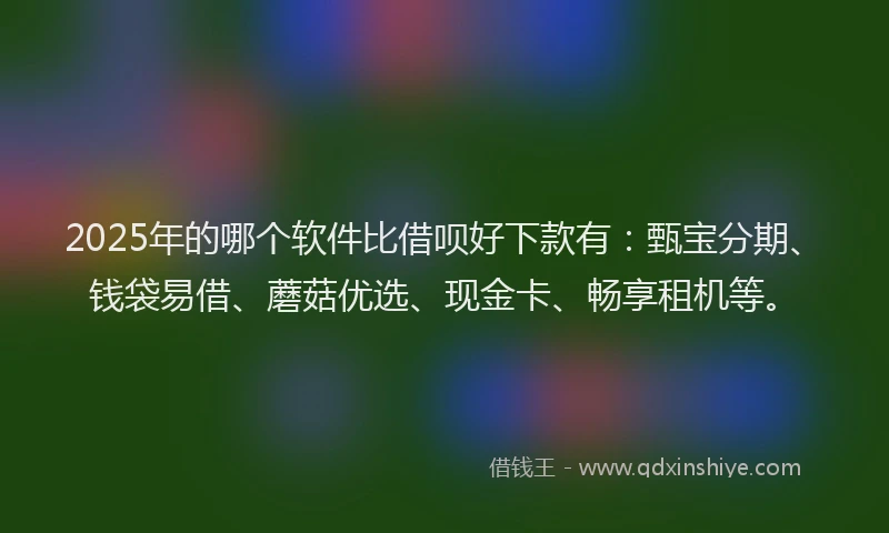 2025年的哪个软件比借呗好下款有：甄宝分期、钱袋易借、蘑菇优选、现金卡、畅享租机等。