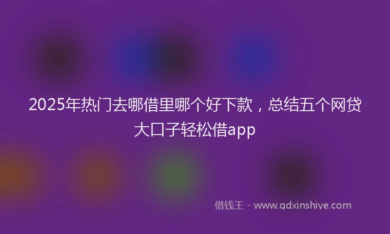 2025年热门去哪借里哪个好下款，总结五个网贷大口子轻松借app