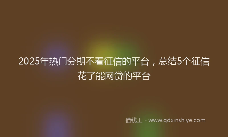 2025年热门分期不看征信的平台，总结5个征信花了能网贷的平台