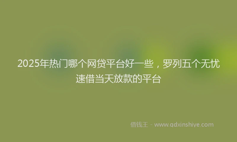 2025年热门哪个网贷平台好一些，罗列五个无忧速借当天放款的平台
