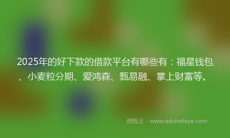 2025年的好下款的借款平台有哪些有：福星钱包、小麦粒分期、爱鸿森、甄易融、掌上财富等。