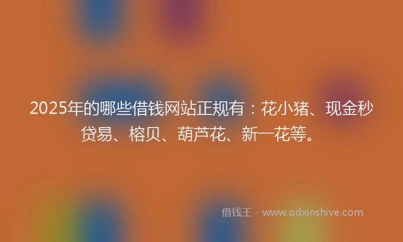 2025年的哪些借钱网站正规有：花小猪、现金秒贷易、榕贝、葫芦花、新一花等。