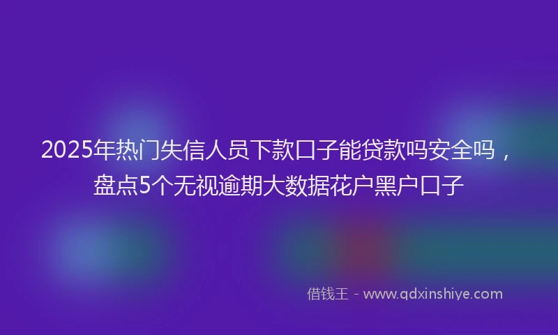 2025年热门失信人员下款口子能贷款吗安全吗，盘点5个无视逾期大数据花户黑户口子