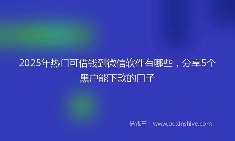 2025年热门可借钱到微信软件有哪些，分享5个黑户能下款的口子