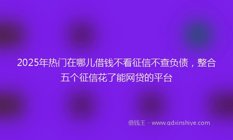 2025年热门在哪儿借钱不看征信不查负债，整合五个征信花了能网贷的平台