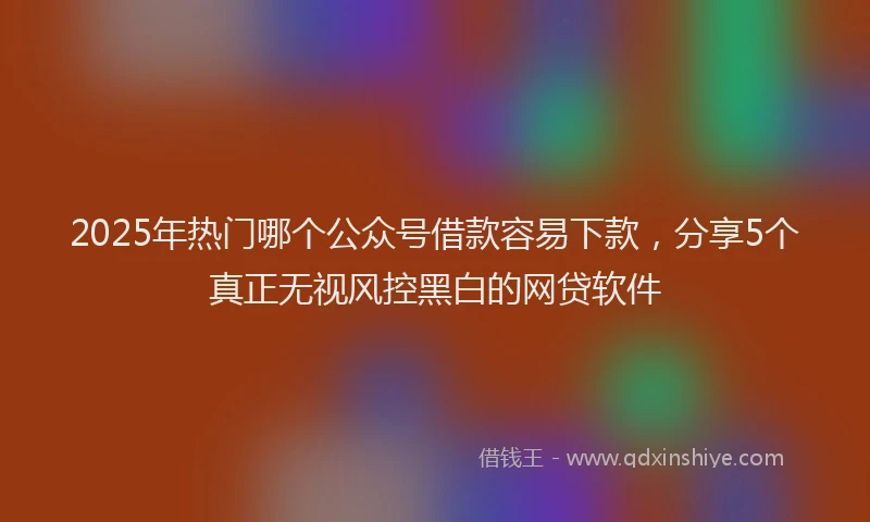 2025年热门哪个公众号借款容易下款，分享5个真正无视风控黑白的网贷软件