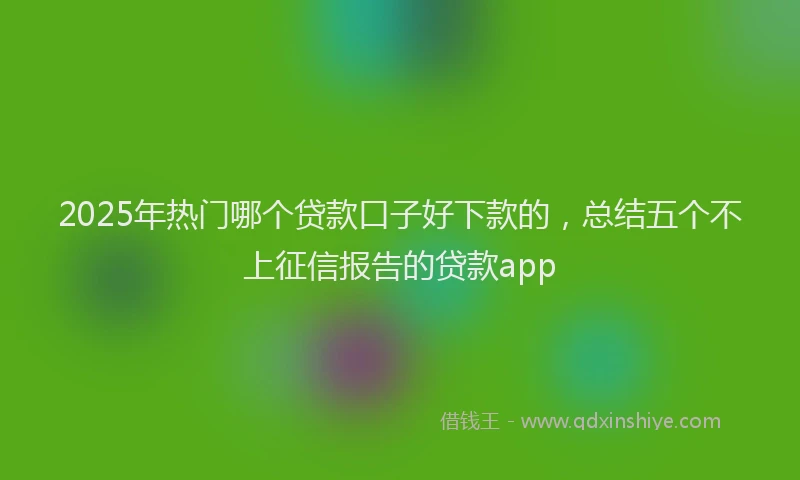 2025年热门哪个贷款口子好下款的，总结五个不上征信报告的贷款app