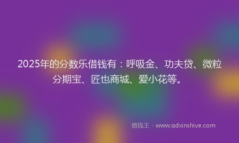 2025年的分数乐借钱有：呼吸金、功夫贷、微粒分期宝、匠也商城、爱小花等。
