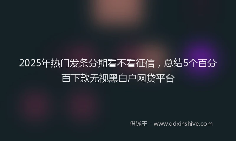 2025年热门发条分期看不看征信，总结5个百分百下款无视黑白户网贷平台