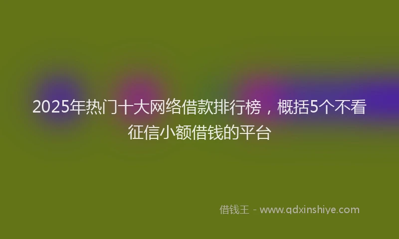 2025年热门十大网络借款排行榜，概括5个不看征信小额借钱的平台