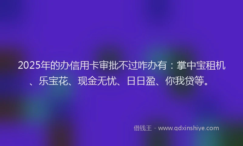 2025年的办信用卡审批不过咋办有：掌中宝租机、乐宝花、现金无忧、日日盈、你我贷等。
