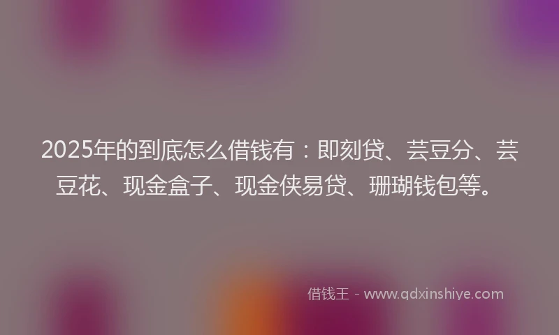2025年的到底怎么借钱有：即刻贷、芸豆分、芸豆花、现金盒子、现金侠易贷、珊瑚钱包等。