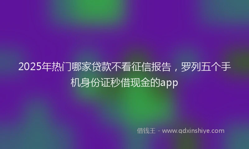 2025年热门哪家贷款不看征信报告，罗列五个手机身份证秒借现金的app