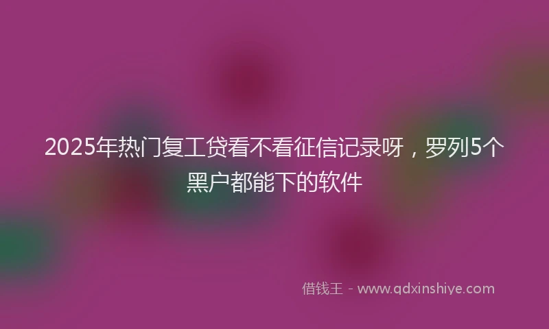 2025年热门复工贷看不看征信记录呀，罗列5个黑户都能下的软件