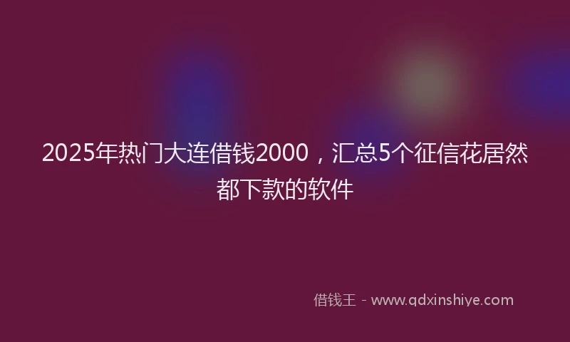 2025年热门大连借钱2000，汇总5个征信花居然都下款的软件