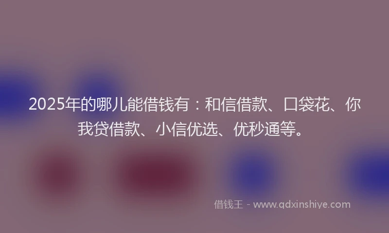 2025年的哪儿能借钱有：和信借款、口袋花、你我贷借款、小信优选、优秒通等。