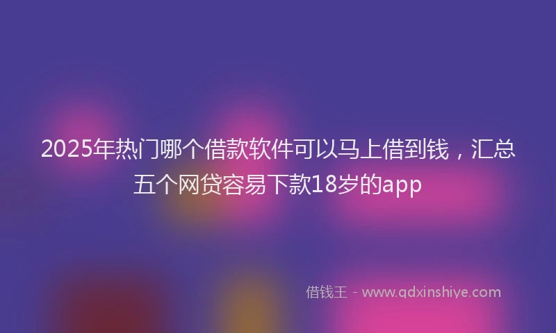 2025年热门哪个借款软件可以马上借到钱，汇总五个网贷容易下款18岁的app