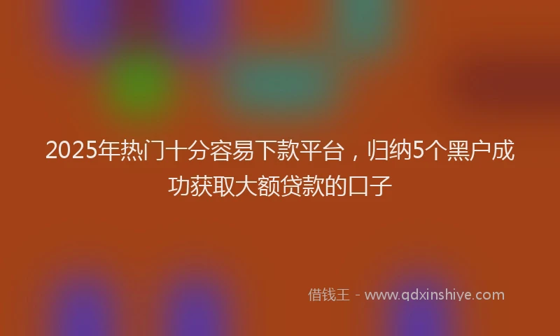 2025年热门十分容易下款平台，归纳5个黑户成功获取大额贷款的口子