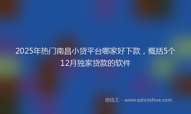 2025年热门南昌小贷平台哪家好下款，概括5个12月独家贷款的软件