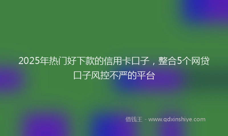 2025年热门好下款的信用卡口子，整合5个网贷口子风控不严的平台