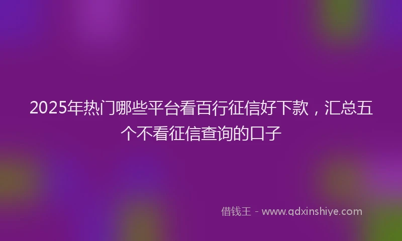 2025年热门哪些平台看百行征信好下款，汇总五个不看征信查询的口子