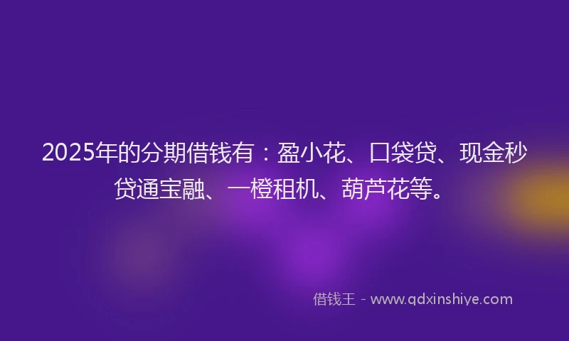 2025年的分期借钱有：盈小花、口袋贷、现金秒贷通宝融、一橙租机、葫芦花等。