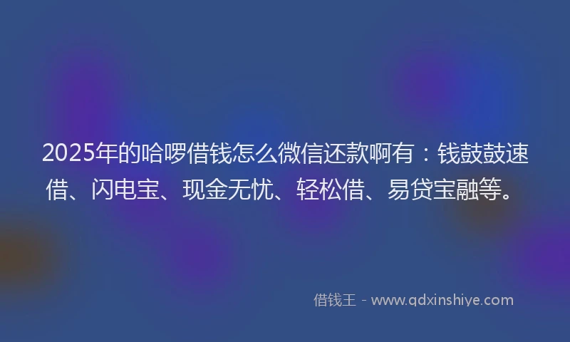 2025年的哈啰借钱怎么微信还款啊有：钱鼓鼓速借、闪电宝、现金无忧、轻松借、易贷宝融等。