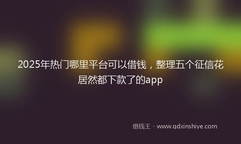 2025年热门哪里平台可以借钱，整理五个征信花居然都下款了的app