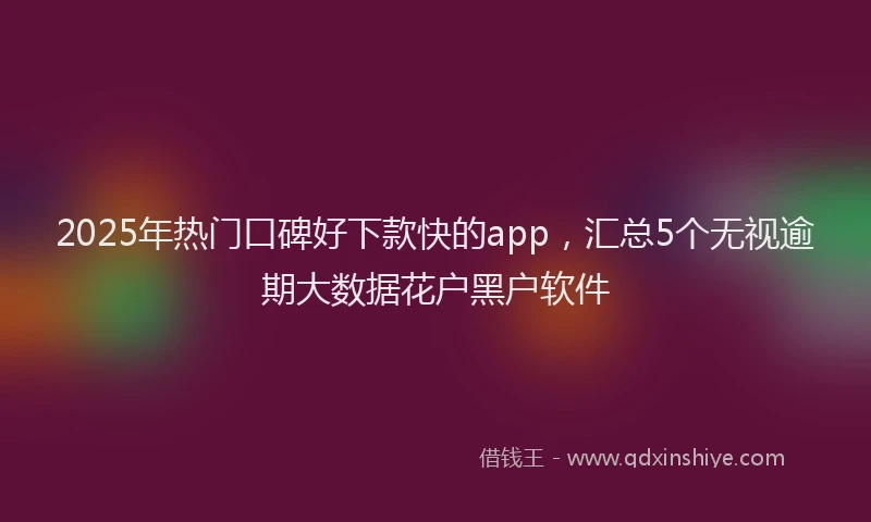 2025年热门口碑好下款快的app，汇总5个无视逾期大数据花户黑户软件