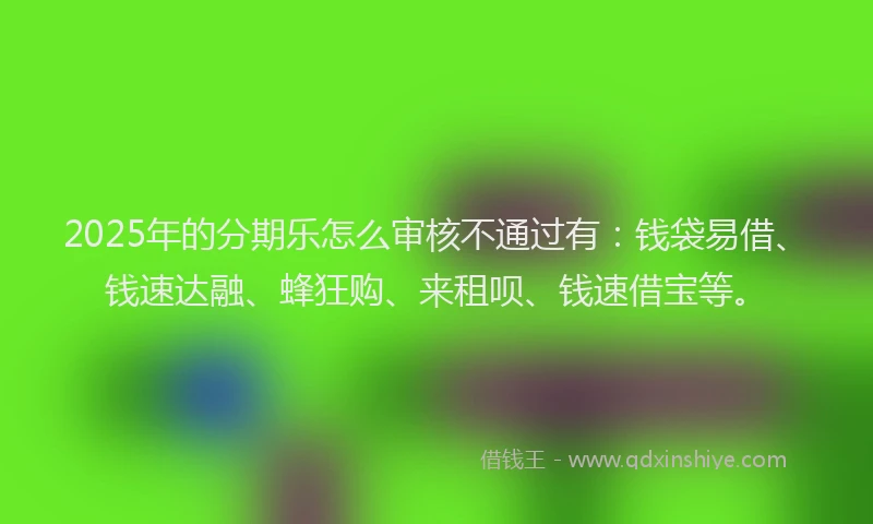 2025年的分期乐怎么审核不通过有：钱袋易借、钱速达融、蜂狂购、来租呗、钱速借宝等。