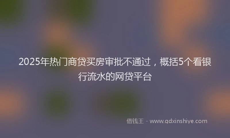 2025年热门商贷买房审批不通过，概括5个看银行流水的网贷平台